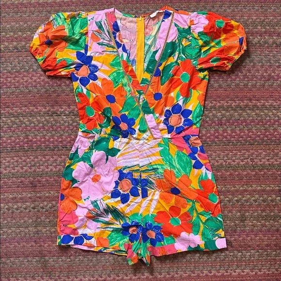 GB TROPICAL FLOWER PRINT WRAP FRONT ROMPER - Picture 1 of 5